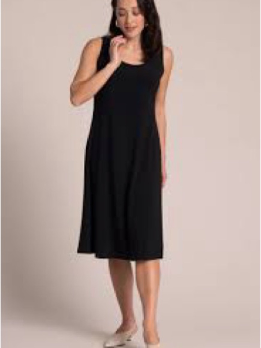 Sleeveless Black Midi Dress by R&K - Classic Everyday Fit. 10P - Picture 1 of 8